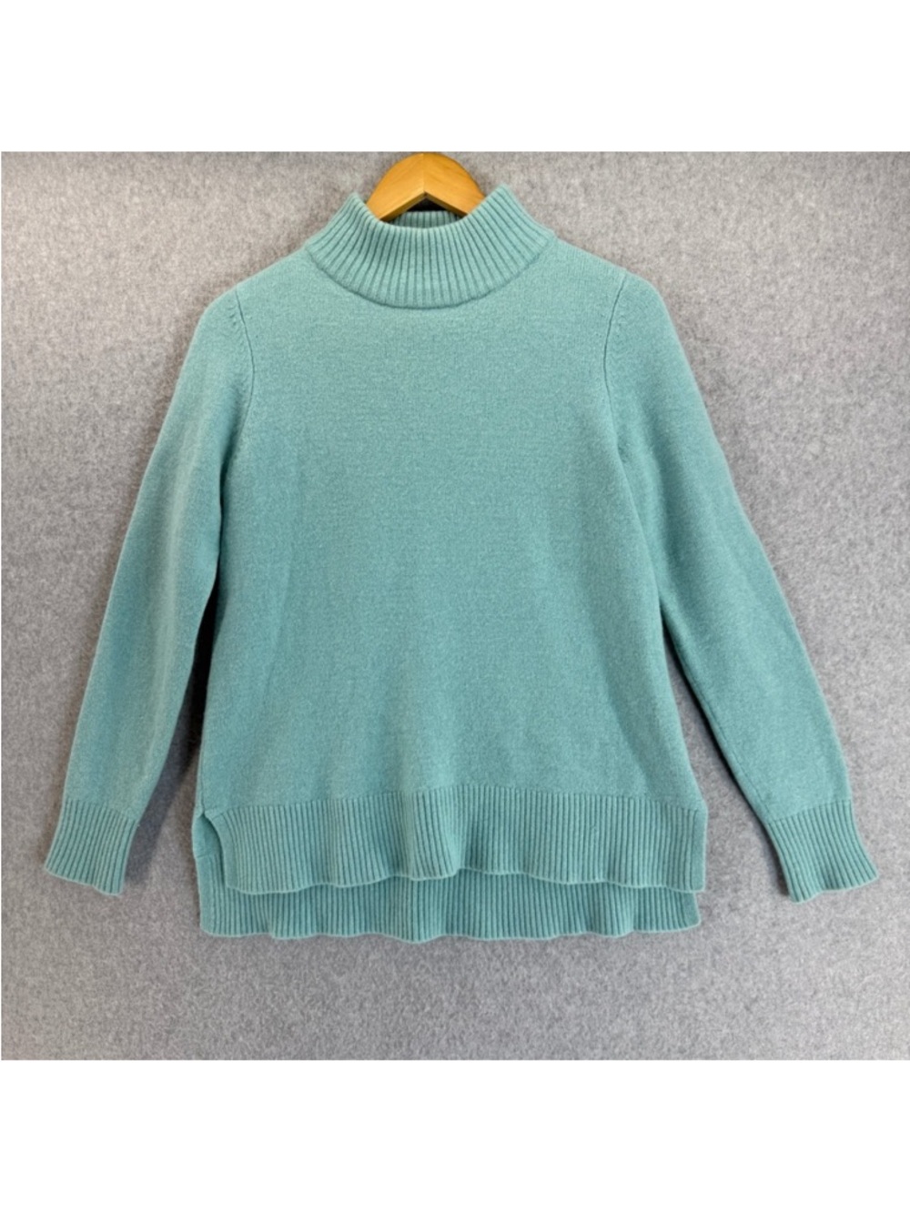 Boden Wool Turtleneck Sweater Sky Blue Ribbed Knit Pullover Jumper Womens